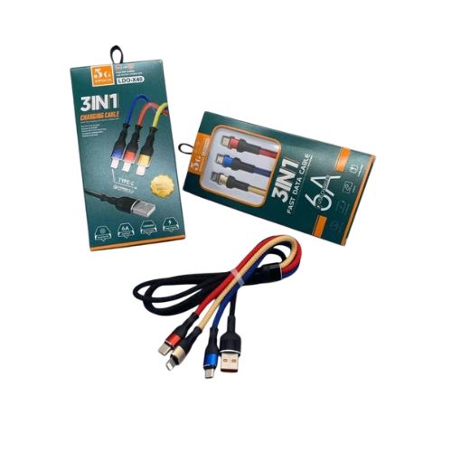 CABLE USB TIPO C/MICROUSB/IPHONE 3IN1 LDO-X40