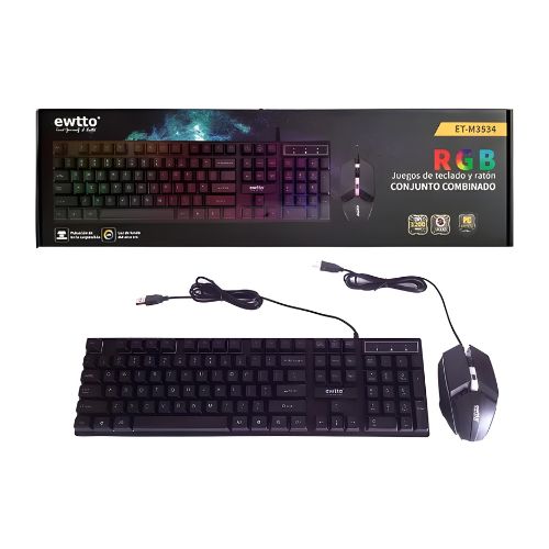 Stikers (9) Teclado y mouse ewtto ET-M3534 LED-RGB