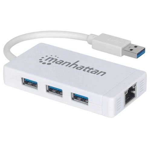 HUB 3 PUERTOS USB 3.0 Y RJ45 MANHATTAN 507578